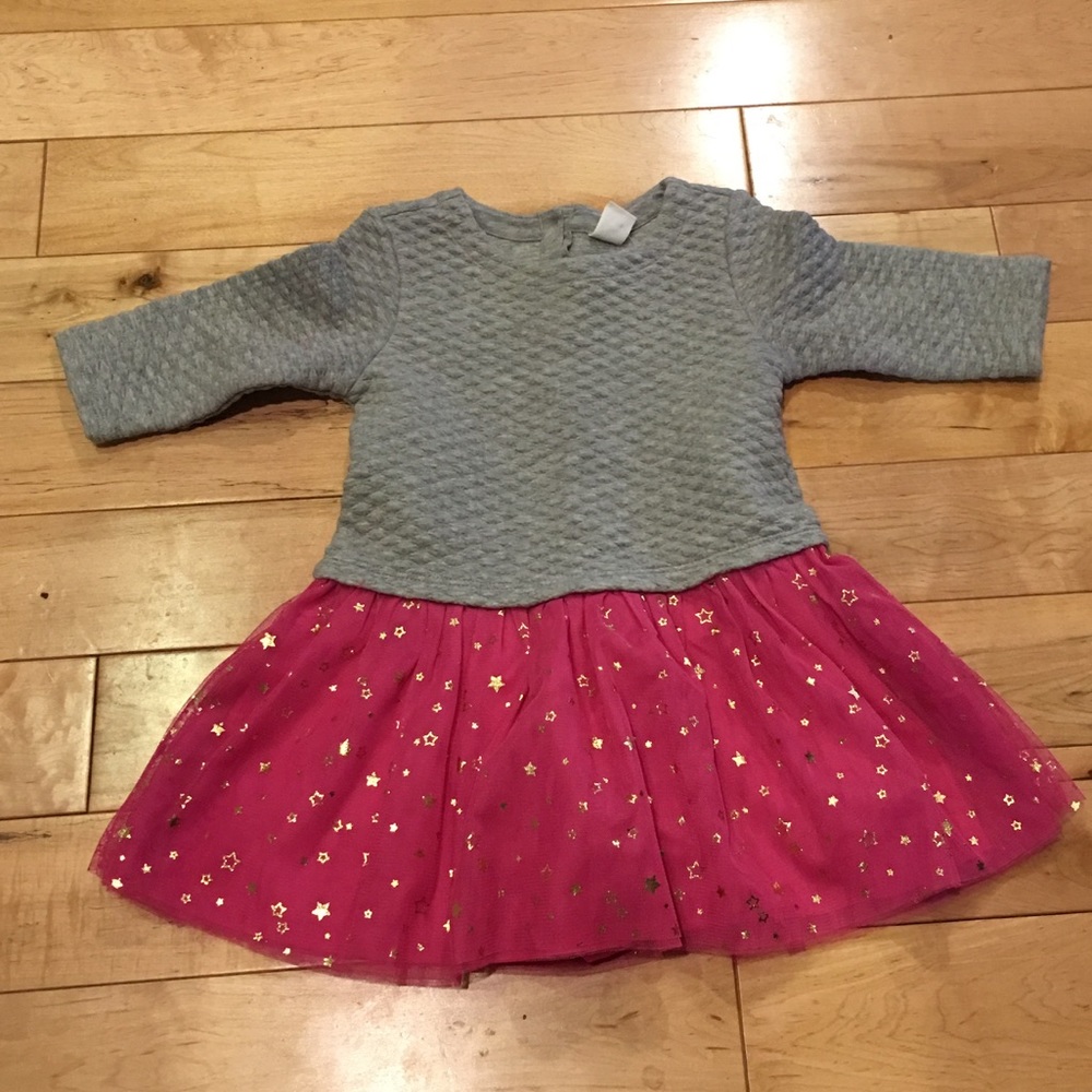 NWT Baby Gap Gray/Pink Stars Dress
